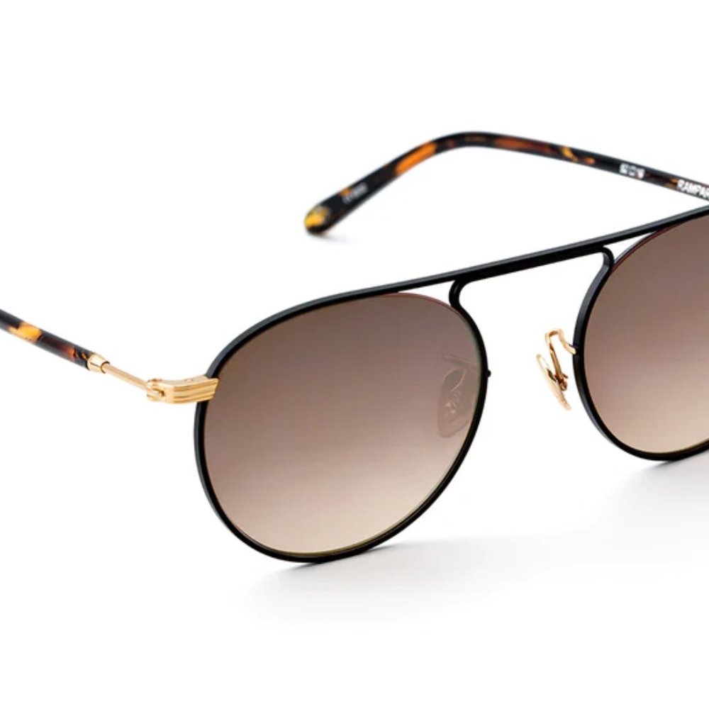 KREWE Rampart Matte Black + Honey Polarized Sunglasses